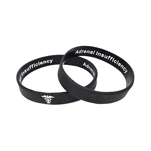 Butler & Grace Adrenal Insufficiency Silikon Medizinische Armband Mit Versteckte Nachricht. Adrenal Insufficiency Notfall Armband fur Herren Damen Schwarz Weiss 8 zoll 202 mm (1 Band Only-Black) von Butler & Grace