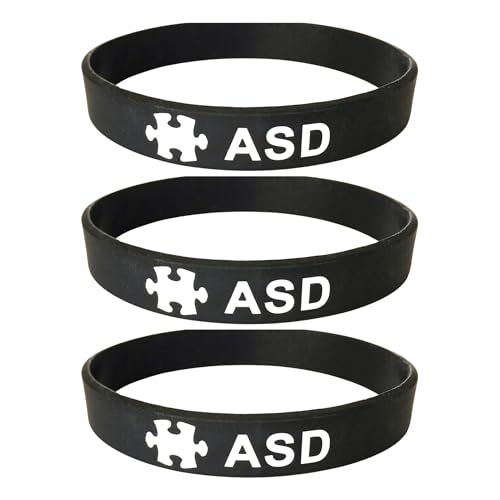 Butler & Grace Autism ASD Silikon Medizinische Armband. Autistic Notfall Armband fur Herren Damen Schwarz Weiss 8 zoll 202 mm (Set Of 3 - Black) von Butler & Grace