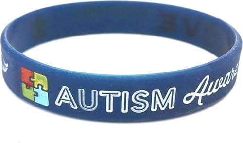 Butler & Grace Autism Awareness Geschrieben in Englisch Autismus Bewusstsein Armband Unterstützung Liebe ASD Aspergers Autistische Silikonband Schmuck Marineblau Herren Damen Geschenk (Set of 3) von Butler & Grace