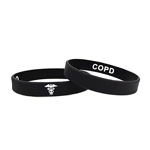 Butler & Grace COPD Silikon Medizinische Armband Mit Versteckte Nachricht. COPD Notfall Armband fur Herren Damen Schwarz Weiss 8 zoll 202 mm (1 Band Only-Black) von Butler & Grace