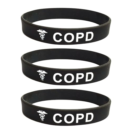 Butler & Grace COPD Silikon Medizinische Armband. COPD Notfall Armband fur Herren Damen Schwarz Weiss 8 zoll 202 mm (Set Of 3 - Black) von Butler & Grace