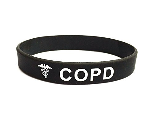 Butler & Grace COPD chronisch obstruktive Lungenerkrankung Silikon Medizinische Armband. Notfall Armband fur Herren Damen 8 zoll 202 mm (1 Armband - Schwarz, 202) von Butler & Grace