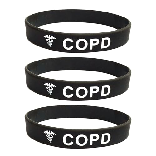 Butler & Grace COPD chronisch obstruktive Lungenerkrankung Silikon Medizinische Armband. Notfall Armband fur Herren Damen 8 zoll 202 mm (1 Armband - Schwarz, 202) (Set of 3 - Black) von Butler & Grace