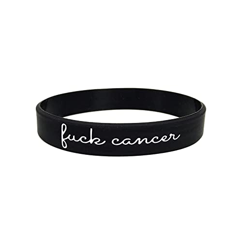 Butler & Grace Fuck Cancer Silikon Medizinische Armband. Fuck Cancer Notfall Armband fur Herren Damen Schwarz Weiss 8 zoll 202 mm (1 Band Only-Black) von Butler & Grace