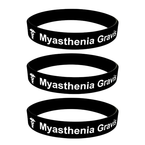 Butler & Grace Myasthenia Gravis Silikon Medizinische Armband. Notfall Armband fur Herren Damen Schwarz Weiss 8 zoll 202 mm (Set Of 3 - Black) von Butler & Grace