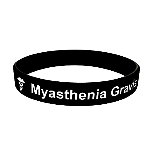 Butler & Grace Myasthenia Gravis Silikon Medizinische Armband. Notfall Armband fur Herren Damen Schwarz Weiss 8 zoll 202 mm (1 Band Only-Black) von Butler & Grace