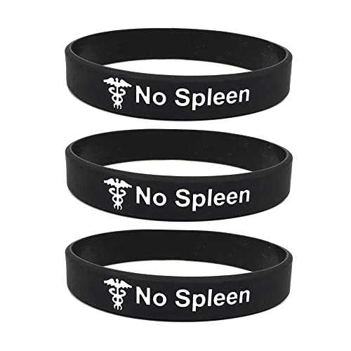 Butler & Grace No Spleen Silikon Medizinische Armband. Splenectomy Notfall Armband fur Herren Damen Schwarz Weiss 8 zoll 202 mm (Set Of 3 - Black) von Butler & Grace