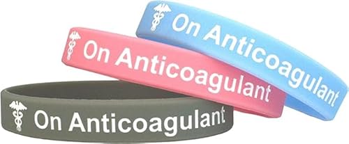 Butler & Grace On Anticoagulant Silikon Medizinische Armband. 3 im Satz Notfall Armband fur Herren Damen Grau Rosa Himmelblau 8 zoll 202 mm (Set of 3) von Butler & Grace