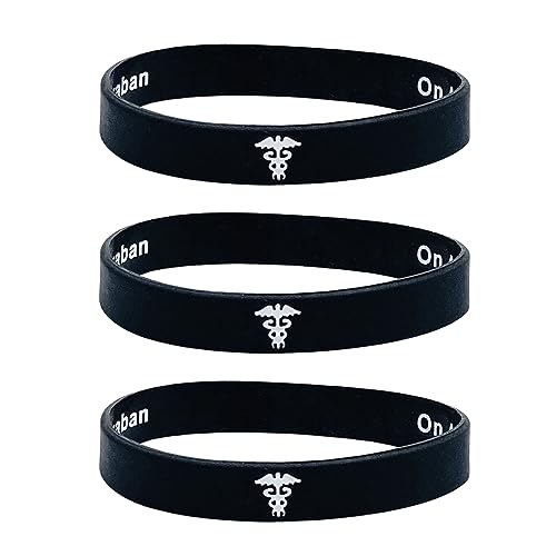 Butler & Grace On Apixaban Silikon Medizinische Armband Mit Versteckte Nachricht. On Apixaban Notfall Armband fur Herren Damen Schwarz Weiss 8 zoll 202 mm (Set Of 3 - Black) von Butler & Grace