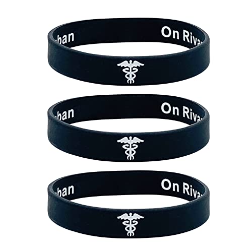 Butler & Grace On Rivaroxaban Silikon Medizinische Armband Mit Versteckte Nachricht. Antikoagulans Notfall Armband fur Herren Damen Schwarz Weiss 8 zoll 202 mm (Set of 3 - Black) von Butler & Grace