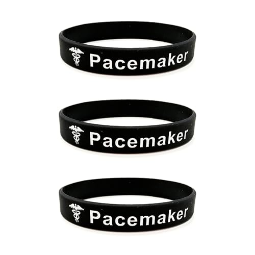 Butler & Grace Pacemaker Silikon Medizinische Armband. Pacemaker Notfall Armband fur Herren Damen Schwarz Weiss 8 zoll 202 mm (Set Of 3 - Black) von Butler & Grace