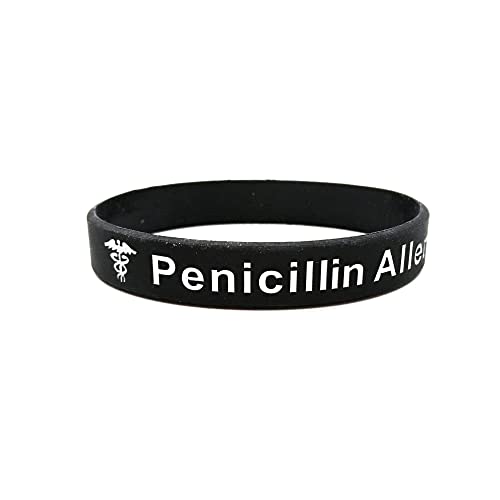 Butler & Grace Penicillin Allergy Silikon Medizinische Armband. Penicillin Allergy Notfall Armband fur Herren Damen Schwarz Weiss 8 zoll 202 mm (1 Band Only-Black) von Butler & Grace