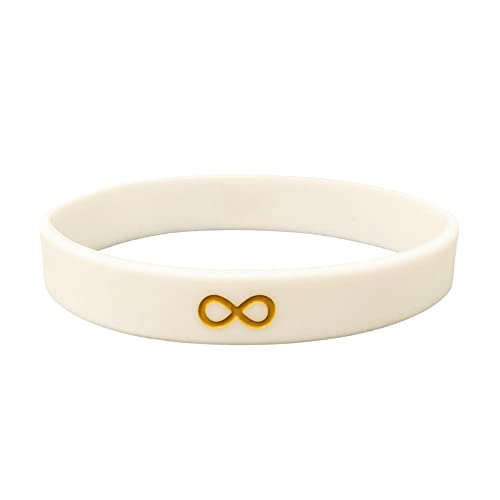 Gold Infinity Symbol Armband Weiß Asperger Autism Autist ASD Support Awareness Silikon Armband Band Herren Damen Eltern Geschenk für Eltern ID (1 Band Only) von Butler & Grace