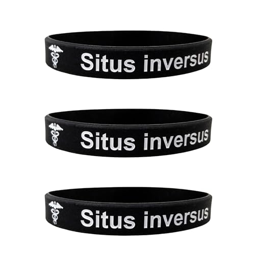 Situs inversus Situs invers Armband Armband Medizinische ID Englisches Armband Alert Awareness Armband Silikon Schwarz Männer Frauen UK 202mm (Set Of 3 - Black) von Butler & Grace