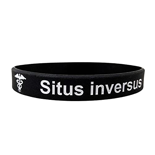 Situs inversus Situs invers Armband Armband Medizinische ID Englisches Armband Alert Awareness Armband Silikon Schwarz Männer Frauen UK 202mm (1 Band Only-Black) von Butler & Grace