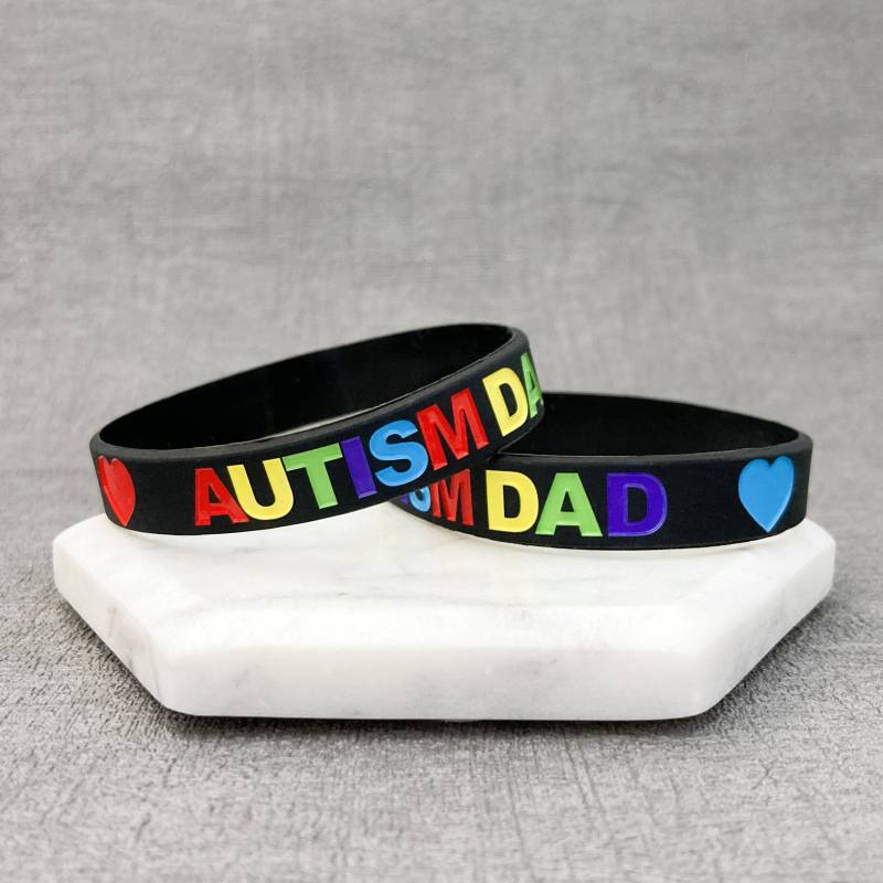 Autismus Papa Armband Asperger Autistisch Asd Pride Support Liebe Bewusstsein Silikon Band Schwarz Regenbogen Herz Vater Eltern Geschenk Id Uk von ButlerAndGrace