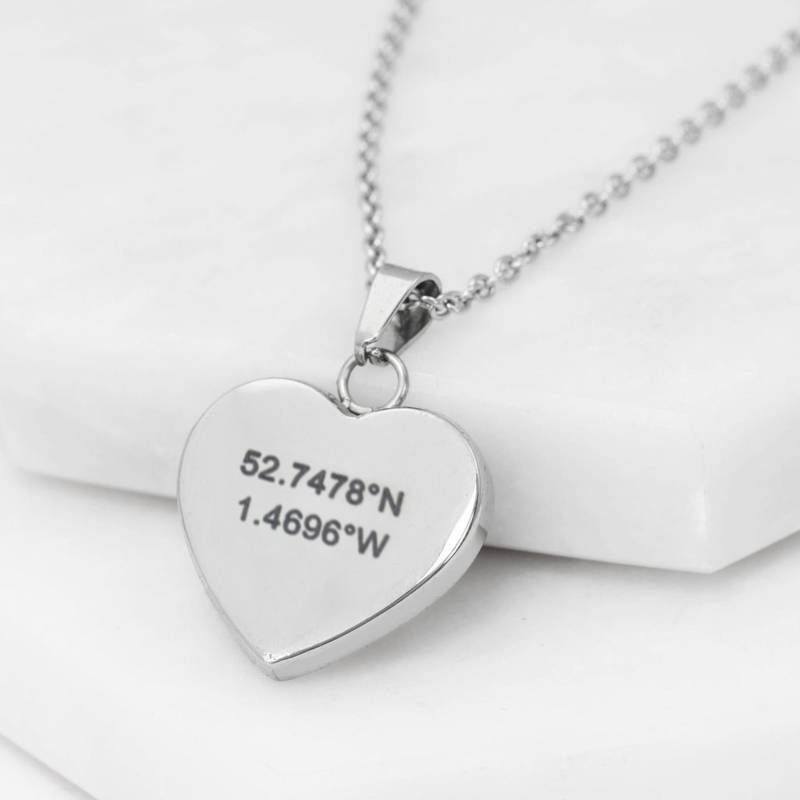 Damen Grid Koordinaten Halskette Position Gps Erstes Date Herz Charm Anhänger Personalisierter Schmuck Valentinstag Uk Verzaubert von ButlerAndGrace