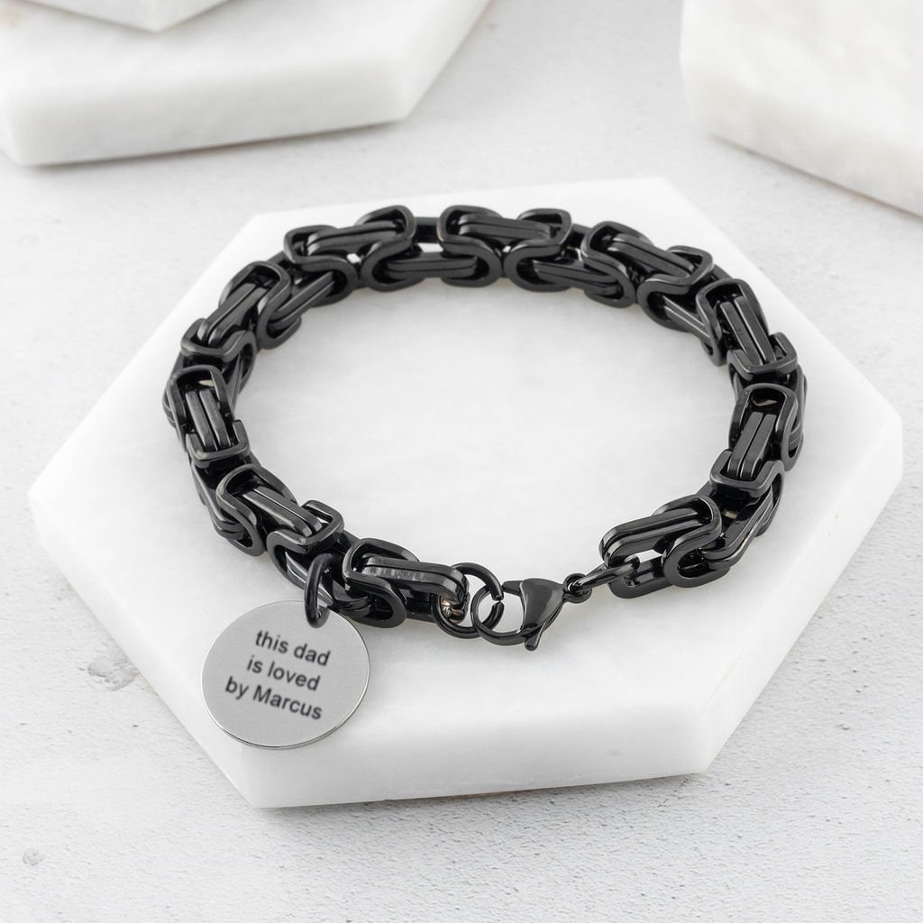 Personalisierte Armband Für Männer Gravur Schmuck Ihn Herren Geschenk Vatertag Dad Individuelle Klobige Kette Uk Kohle von ButlerAndGrace