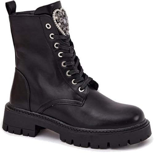 Stiefeletten Worker Mit Schmuckschmuck Wärmende Öko Schwarz Miryssa, sc schwarz, 38 EU von Butosklep