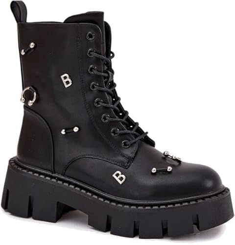 Stiefeletten Workery Damen Mit Verzierungen Warm Schwarz Lunea, sc schwarz, 39 EU von Butosklep