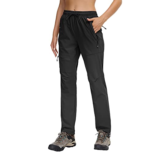 Butrends Wanderhose Damen schnelltrocknend Outdoorhose atmungsaktiv Anti-UV Cargohose Verschleißfest Trekkinghose Funktionshose Ultraleichter Jogginghose mit Reißverschlusstaschen Schwarz, S von Butrends