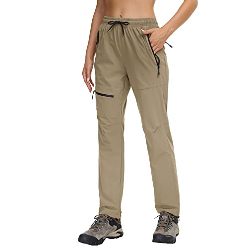 Butrends Wanderhose Damen schnelltrocknend Outdoorhose atmungsaktiv Anti-UV Cargohose Verschleißfest Trekkinghose Funktionshose Ultraleichter Jogginghose mit Reißverschlusstaschen Khaki, XL von Butrends