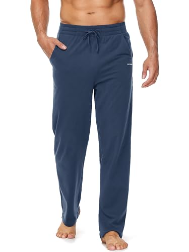 Butrends Herren Jogginghose Baumwolle Yoga Freizeithose Atmungsaktiv Sweathose offenem Boden Trainingshose Herren lang Sporthose mit Tasche Blau, 3XL von Butrends