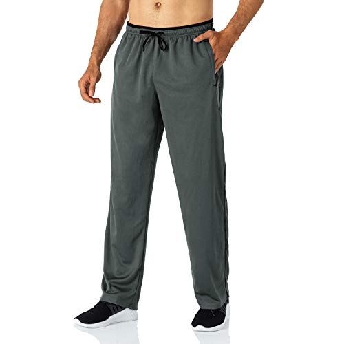 Butrends Leichte Jogginghose Herren Breite Trainingshose mit Reißverschluss Taschen Polyester Meshgewebe Athletic Sporthose Lang Atmungsaktive Laufhose Männer Freizeithosen Grau, XXL von Butrends