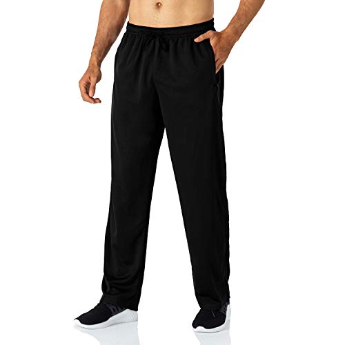 Butrends Leichte Jogginghose Herren Breite Trainingshose mit Reißverschluss Taschen Polyester Meshgewebe Athletic Sporthose Lang Atmungsaktive Laufhose Männer Freizeithosen Schwarz, L von Butrends