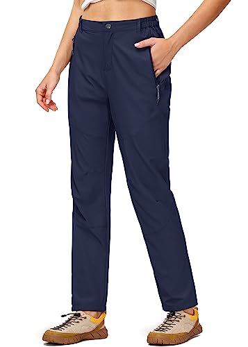 Butrends Leicht Jogginghose Damen Schnell Trocknend Wanderhose Elastischer Bund Trekkinghose UPF 50+ Funktionshose mit reißverschlusstaschen Dunkelblau, XL von Butrends