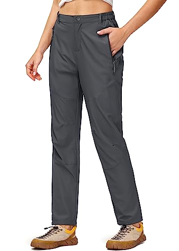 Butrends Leicht Jogginghose Damen Schnell Trocknend Wanderhose Elastischer Bund Trekkinghose UPF 50+ Funktionshose mit reißverschlusstaschen Dunkelgrau, L von Butrends