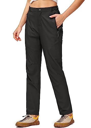 Butrends Leicht Jogginghose Damen Schnell Trocknend Wanderhose Elastischer Bund Trekkinghose UPF 50+ Funktionshose mit reißverschlusstaschen Schwarz, L von Butrends