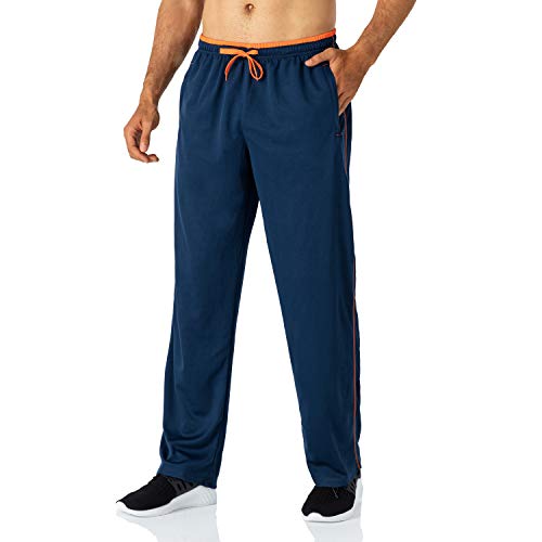 Butrends Leichte Jogginghose Herren Breite Trainingshose mit Reißverschluss Taschen Polyester Meshgewebe Athletic Sporthose Lang Atmungsaktive Laufhose Männer Freizeithosen Navy blau, L von Butrends