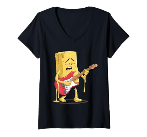 Damen Buttergitarre T-Shirt mit V-Ausschnitt Damen Buttergitarre T-Shirt mit V-Ausschnitt von Butter Food