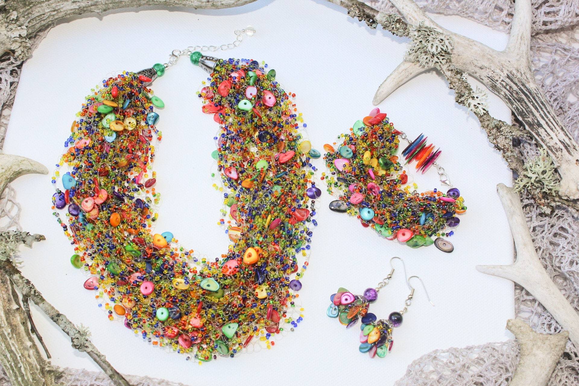 Buntes Schmuckset, Regenbogen Perlmutt Buntes Schwiegermutter Geschenk Für Frau/Schwester Mutter Buntes Schmuckset, Regenbogen Perlmutt Buntes Schwiegermutter Geschenk Für Frau/Schwester Mutter von ButtercupGoods