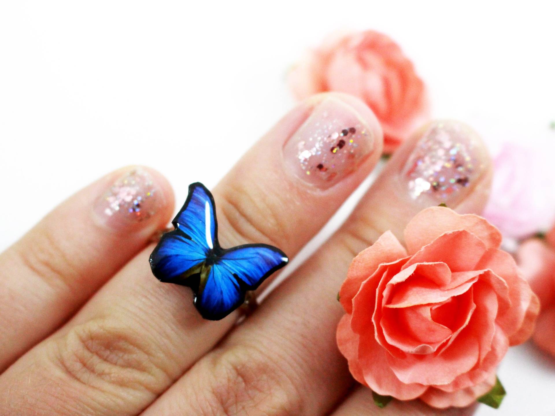 Schmetterling Ring, Blauer Schmuck Für Liebhaber, Insekten Schmetterling Ring, Blauer Schmuck Für Liebhaber, Insekten von ButterfliesByEva