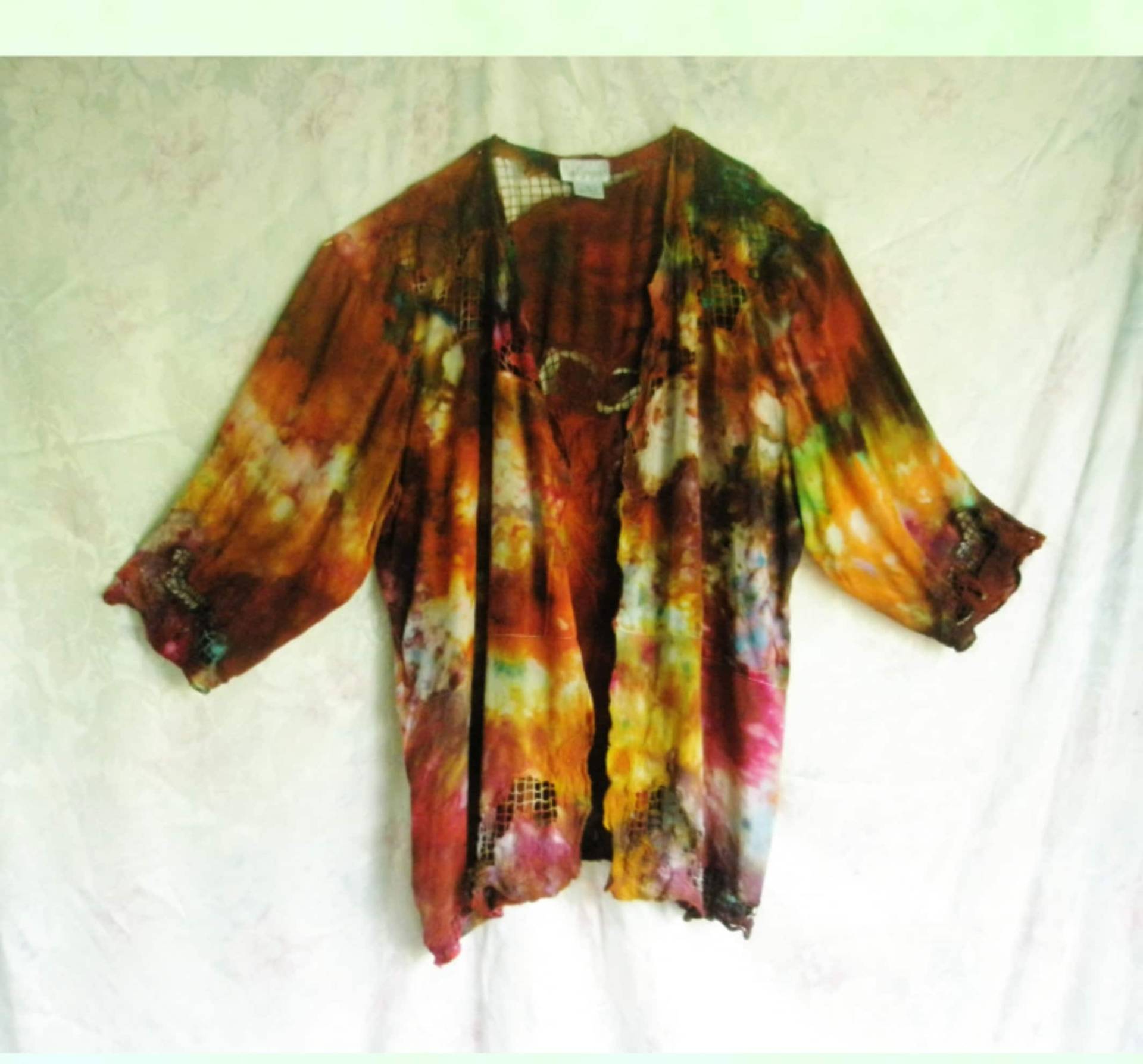 2 Xl Ice Dyed Rayon Jacke Cut Work Stickerei von ButterfliesOfDoom
