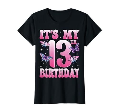13th Birthday Party Butterfly Lover 13 Years Old Girls T-Shirt von Butterfly 13th Birthday Gifts Co.