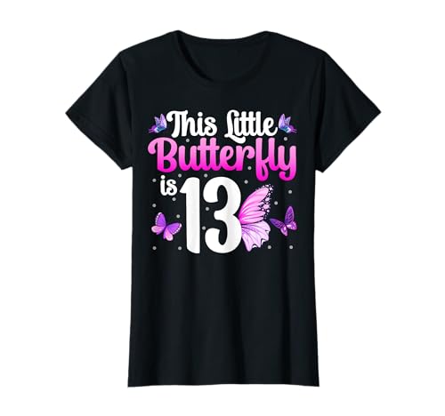 This Little Butterfly Is Years Old 13th Birthday Girls T-Shirt von Butterfly 13th Birthday Gifts Co.