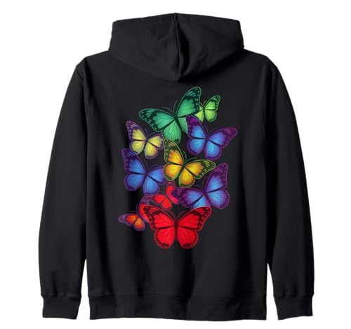 Schmetterling, bunt, Regenbogen-Schmetterlinge, Damen, Herren, Jungen, Mädchen Kapuzenjacke von Butterfly Clothes For Women Men Boys Girls