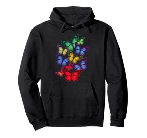 Schmetterling, bunt, Regenbogen-Schmetterlinge, Damen, Herren, Jungen, Mädchen Pullover Hoodie Schmetterling, bunt, Regenbogen-Schmetterlinge, Damen, Herren, Jungen, Mädchen Pullover Hoodie von Butterfly Clothes For Women Men Boys Girls