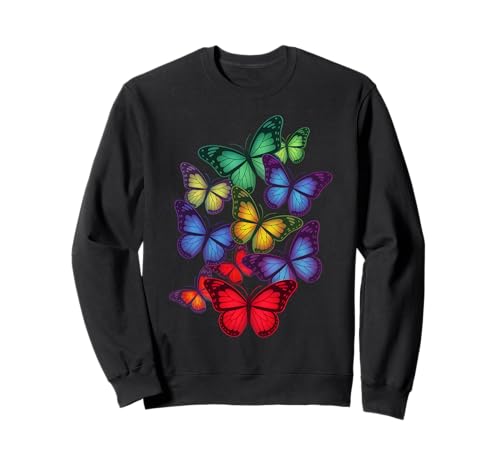 Schmetterling, bunt, Regenbogen-Schmetterlinge, Damen, Herren, Jungen, Mädchen Sweatshirt von Butterfly Clothes For Women Men Boys Girls
