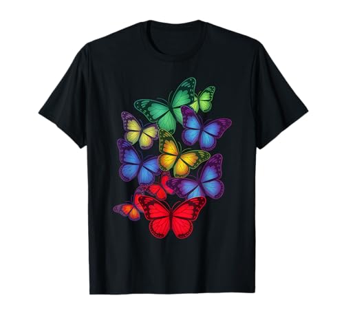Schmetterling, bunt, Regenbogen-Schmetterlinge, Damen, Herren, Jungen, Mädchen T-Shirt Schmetterling, bunt, Regenbogen-Schmetterlinge, Damen, Herren, Jungen, Mädchen T-Shirt von Butterfly Clothes For Women Men Boys Girls
