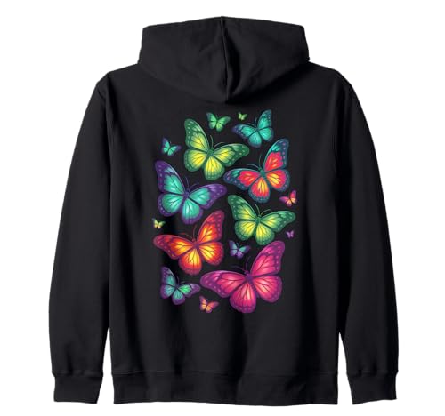 Schmetterling, bunt, Regenbogen-Schmetterlinge, Herren, Damen, Jungen, Mädchen Kapuzenjacke von Butterfly Clothes For Women Men Boys Girls