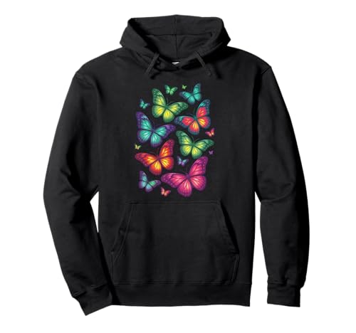Schmetterling, bunt, Regenbogen-Schmetterlinge, Herren, Damen, Jungen, Mädchen Pullover Hoodie von Butterfly Clothes For Women Men Boys Girls