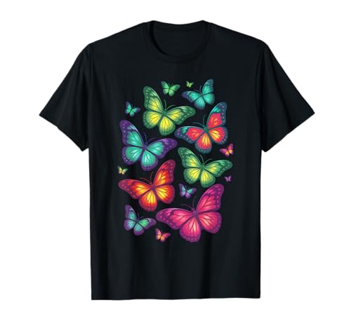 Schmetterling, bunt, Regenbogen-Schmetterlinge, Herren, Damen, Jungen, Mädchen T-Shirt Schmetterling, bunt, Regenbogen-Schmetterlinge, Herren, Damen, Jungen, Mädchen T-Shirt von Butterfly Clothes For Women Men Boys Girls