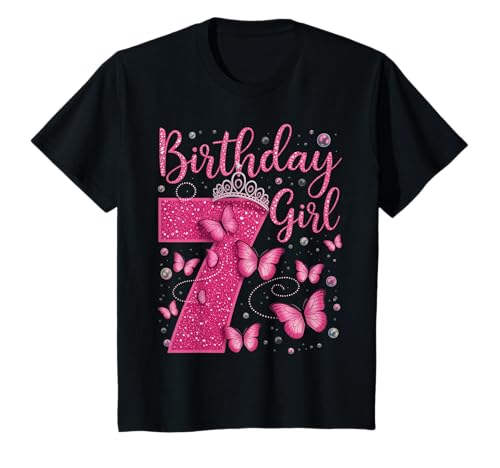 Kinder Schmetterlingsmotiv „It's My 7th Birthday“, Partygirl für 7 Jahre T-Shirt Kinder Schmetterlingsmotiv „It's My 7th Birthday“, Partygirl für 7 Jahre T-Shirt von Butterfly Theme Lover 7th Birthday Girls Tee