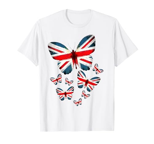 Union Jack Flagge Schmetterling für Kinder und britische Expats T-Shirt von Butterfly Union Jack & Union Jack Flag For Women