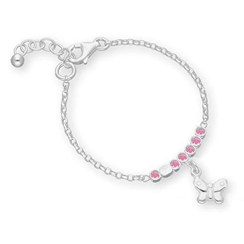 butterfly Mädchen Silberarmband Silber 925 Schmetterling Rosa Längen-verstellbar Ökologische Verpackung Geburt Geschenk von butterfly