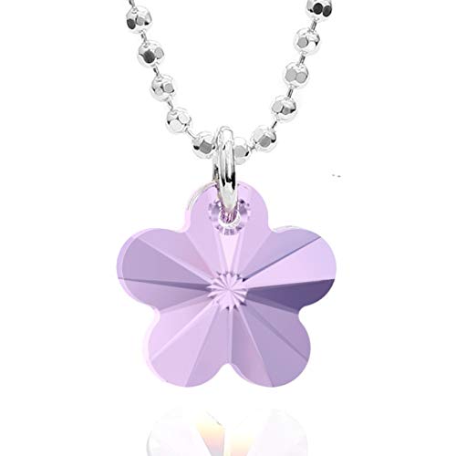 butterfly Kinderkette Mädchen Silberkette Sterling-Silber 925 Swarovski Elements Blume Anhänger lila längen-verstellbar Ökologische Verpackung Einschulung geschenk von butterfly